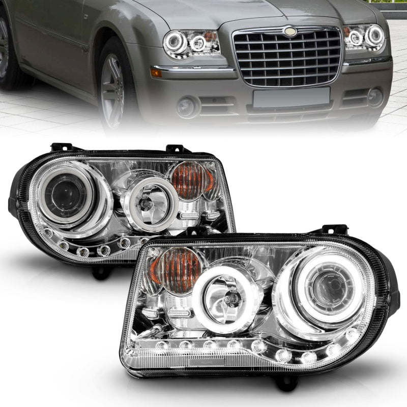 ANZO 2005-2010 Chrysler 300C Projector Headlights w/ Halo Chrome (CCFL) G2 Headlights ANZO