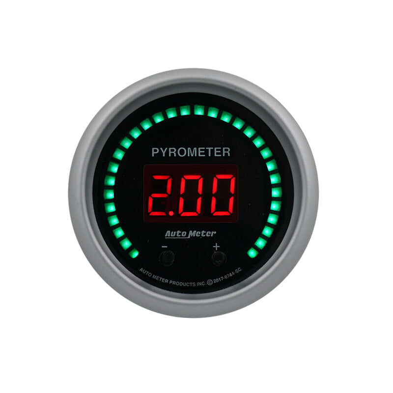 Autometer 52.4mm Black Two Channel 0-2000 Degree Pyrometer (EGT) Sport-Comp Elite Digital Gauge Gauges AutoMeter