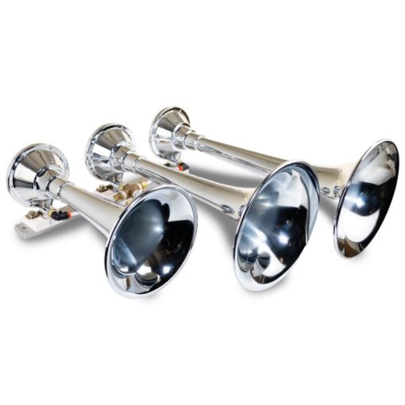 Kleinn Chrome Triple Horn/ 14.75In/ 13In/9.5In - Chrome-Plated Spun Copper Horns Kleinn Air Horns