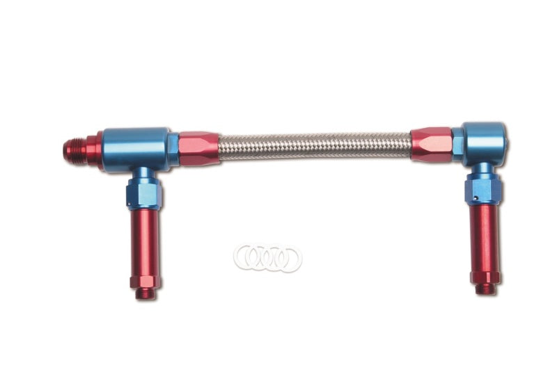 Russell Performance -8 AN to -8 AN ProFlex King Demon Carb Dual Inlet Carb Kit (Red/Blue) Carburetor Fuel Inlet Kits Russell
