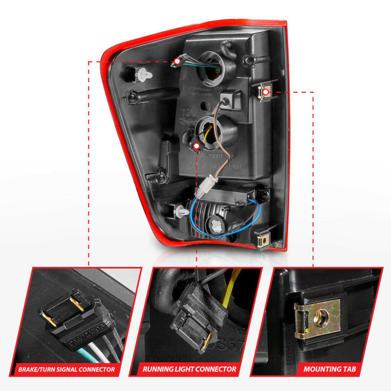 ANZO 04-15 Nissan Titan Full LED Taillights Chrome Housing Red/Clear Lens Tail Lights ANZO