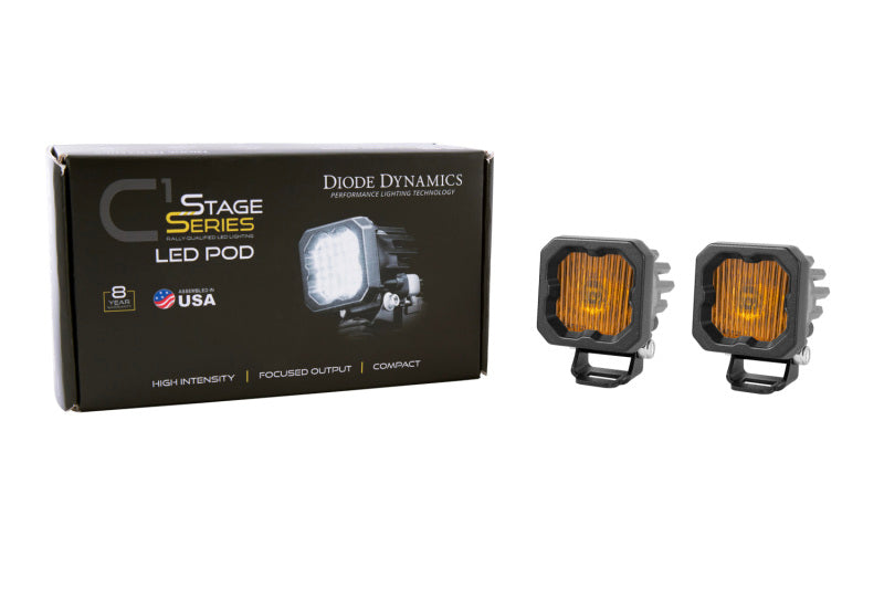 Diode Dynamics Stage Series C1 LED Pod - Yellow SAE Fog Standard ABL (Pair) Light Accessories and Wiring Diode Dynamics