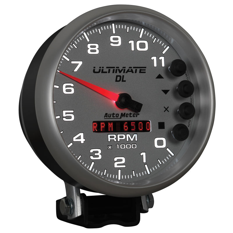 Autometer 5 inch Ultimate DL Playback Tachometer 11000 RPM - Silver Performance Monitors AutoMeter
