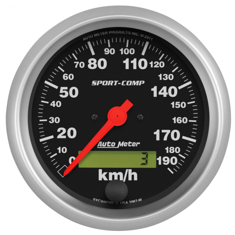 Autometer Sport-Comp 3-3/8 inch 190 KPH Electronic Speedometer Gauge Gauges AutoMeter