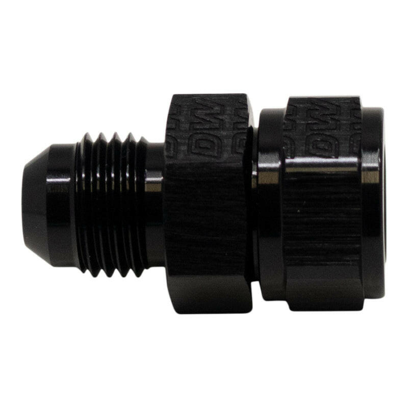 DeatschWerks 6AN Male Flare to Fuel Pump Outlet Barb Adapter - Anodized Matte Black Fittings DeatschWerks