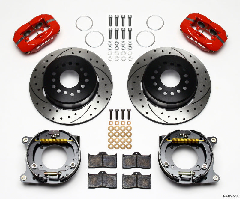 Wilwood Forged Dynalite P/S Park Brake Kit Drill-Red 55-57 Chevy 2.34in Offset Big Brake Kits Wilwood