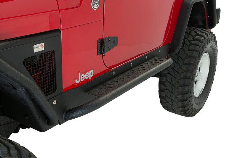 Fishbone Offroad 97-06 Jeep Wrangler TJ Steel Rock Slider - Black Textured Powdercoat Steps Fishbone Offroad