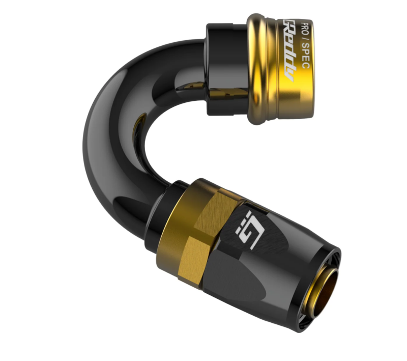 GReddy PRO/SPEC AN06 120 Degree Quick-Release Swivel Hose End(s) - Black / Gold Oil Line Kits GReddy