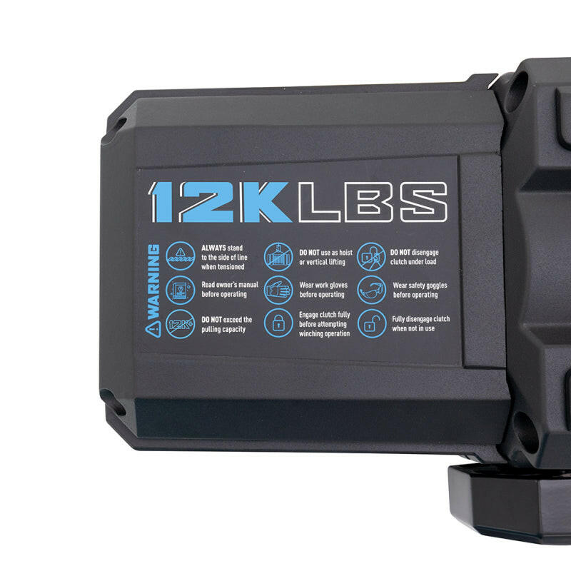 Borne Off-Road 12K Winch - Black Synthetic Rope Winches Borne Off-Road