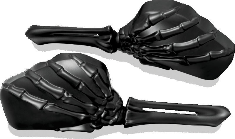 Kuryakyn Skeleton Hand Mirrors Black/Black Rear View Mirrors Kuryakyn